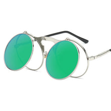 Load image into Gallery viewer, Steampunk Sunglasses Round Metal De Sol Women Style Retro Flip Circular