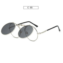 Load image into Gallery viewer, Steampunk Sunglasses Round Metal De Sol Women Style Retro Flip Circular