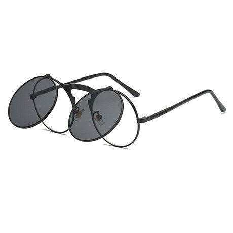 Steampunk Sunglasses Round Metal De Sol Women Style Retro Flip Circular